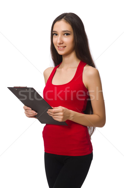 Woman with paper pad isolated on white Stock photo © Elnur
