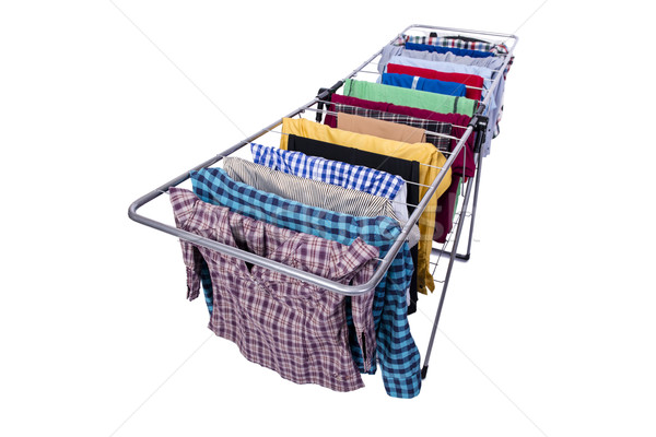 Collapsible clotheshorse isolated on the white background Stock photo © Elnur