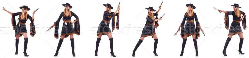 Woman pirate in various poses on white Stock photo © Elnur