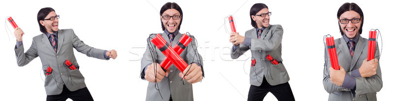 The young businessman holding dynamite isolated on white Stock photo © Elnur