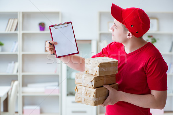 Stock foto: Post · Mann · Paket · Paket · Business · glücklich