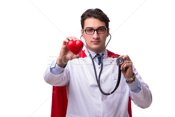 Szuperhős orvos izolált fehér férfi orvosi Stock fotó © Elnur