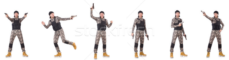 Soldat fusil isolé blanche main homme Photo stock © Elnur