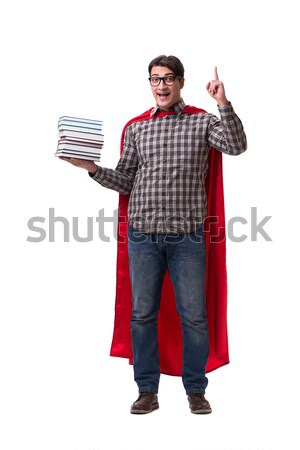 Stockfoto: Student · boeken · geïsoleerd · witte · achtergrond