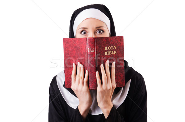 Jungen Nonne religiösen Schönheit Bibel Lesung Stock foto © Elnur