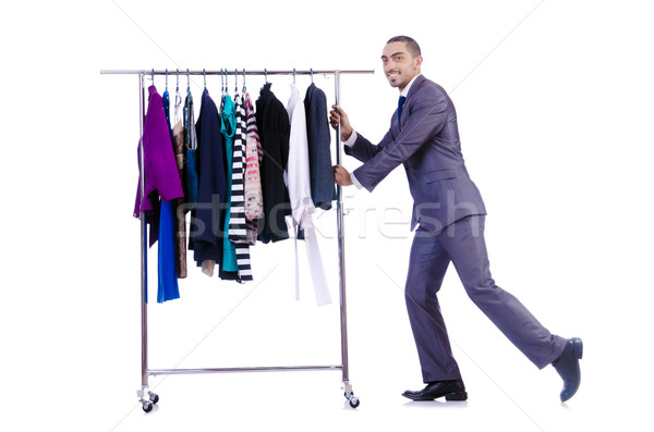 Biznesmen rack odzież uśmiech pokój sklep Zdjęcia stock © Elnur