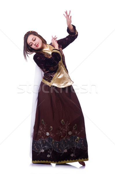 Stock photo: Young lady dancing traditional azeri dance