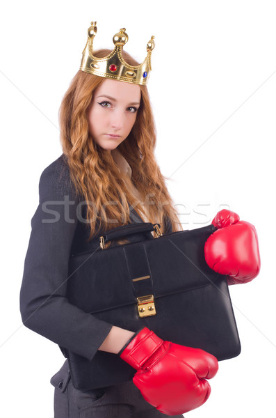 Reina boxeador mujer de negocios aislado blanco negocios Foto stock © Elnur
