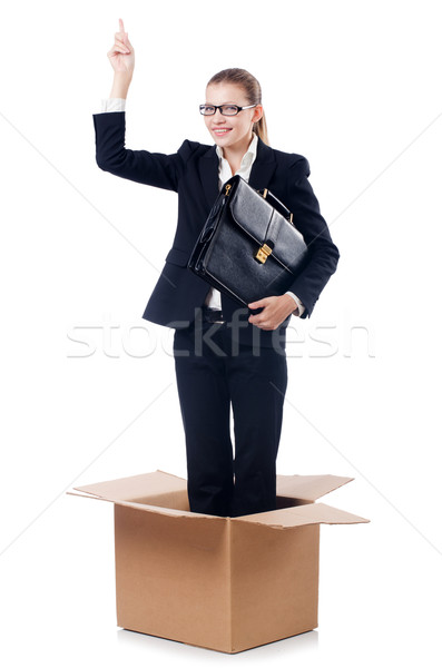 Woman in thinking out of box concept Stock photo © Elnur