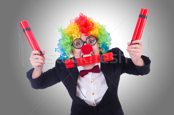 Stock foto: Geschäftsmann · Clown · isoliert · weiß · Lächeln · Gesicht