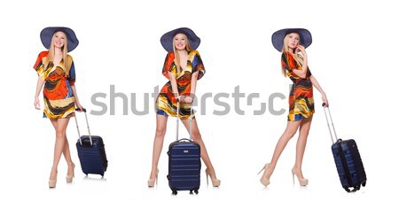 Young woman student with backpack isolated on white Stock photo © Elnur