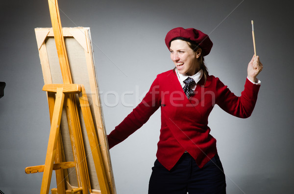 Funny artist working in the studio Stock photo © Elnur