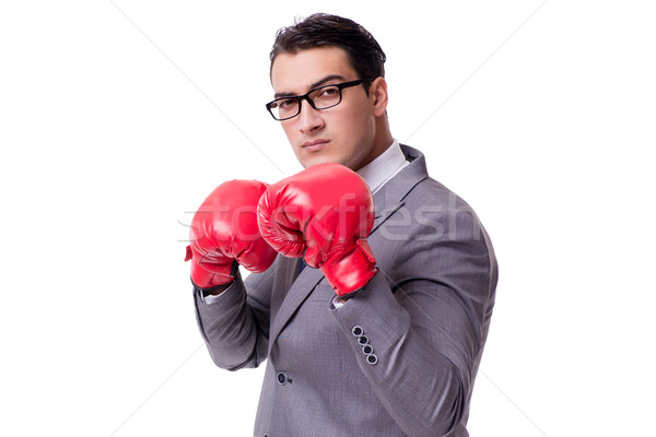 ビジネスマン ボクシング 孤立した 白 ビジネス 男 ストックフォト © Elnur