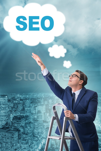 Stock photo: Businessman in SEO search engine optimization concept