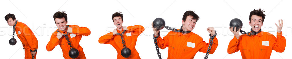 Young inmate with chains isolated on the white Stock photo © Elnur