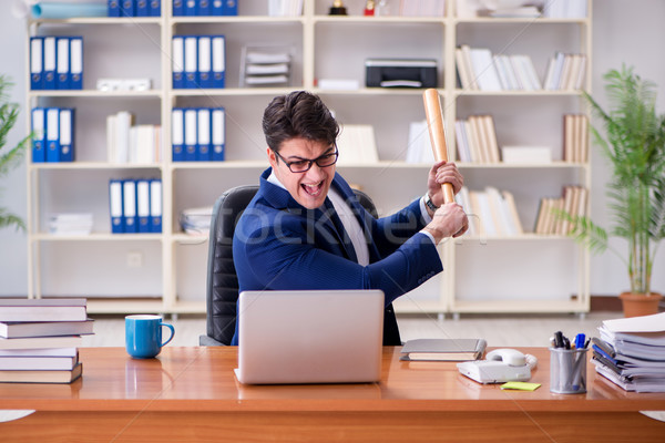 [[stock_photo]]: Colère · agressif · affaires · bureau · homme · travaux