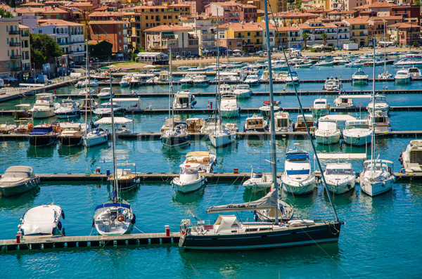 Port with many yachts on summer day Stock photo © Elnur