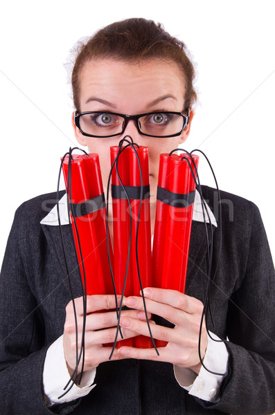 Foto stock: Mujer · de · negocios · dinamita · blanco · negocios · mujer · nina