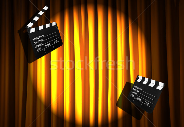 Movie clapper board against curtain Stock photo © Elnur