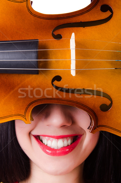 Kobieta gry skrzypce odizolowany biały koncertu Zdjęcia stock © Elnur