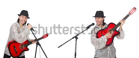 Young man in carnival coat with gun isolated on white Stock photo © Elnur