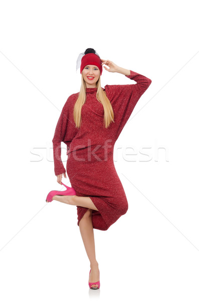 Zdjęcia stock: Dość · młoda · kobieta · rubin · sukienka · odizolowany · biały