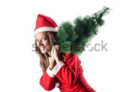 Stock photo: Snow girl santa in christmas concept isolated on white