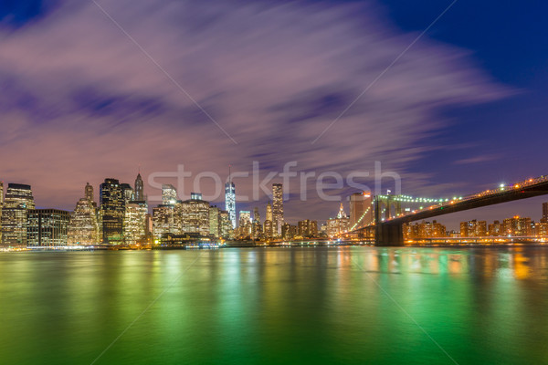 Night panorama of Manhattan in New York, USA Stock photo © Elnur