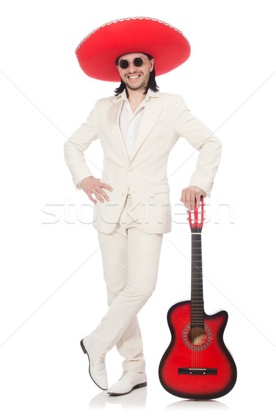 Mexicaanse gitarist geïsoleerd witte partij achtergrond Stockfoto © Elnur