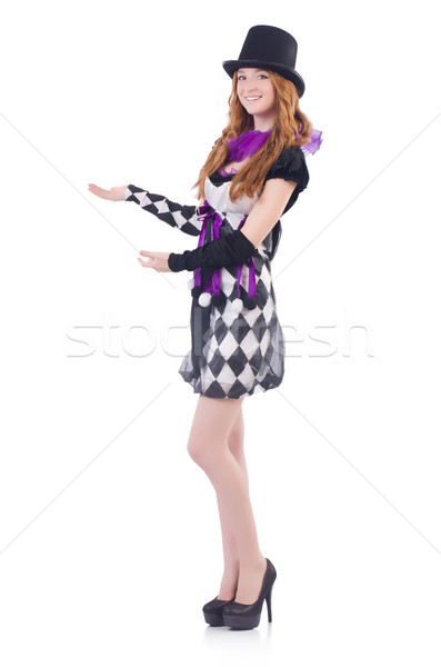 A girl in harlequin costume isolated on white Stock photo © Elnur