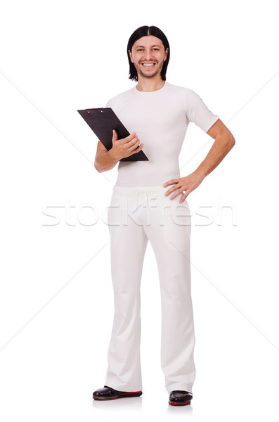 Zdjęcia stock: Człowiek · biały · odzież · sportowa · odizolowany · biały · człowiek · papieru