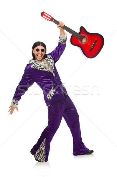 Man in funny clothing holding guitar isolated on white Stock photo © Elnur