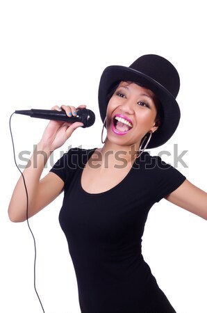 Foto stock: Mulher · seis · isolado · branco · menina