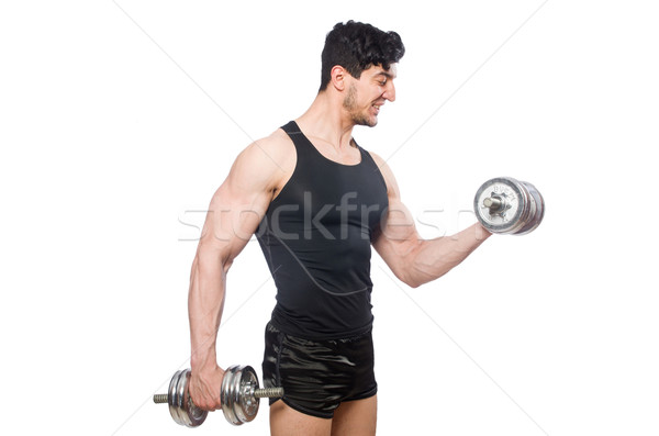 Man with dumbbells isolated on white Stock photo © Elnur