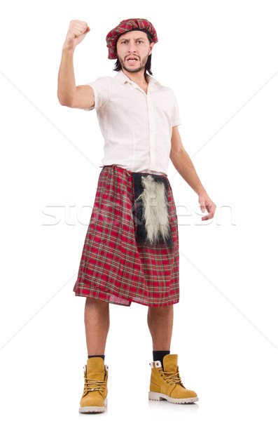 Man in scottish skirt isolated on white Stock photo © Elnur