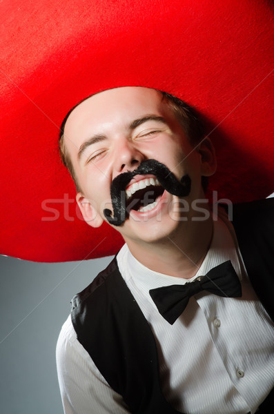 Stock photo: Person wearing sombrero hat in funny concept