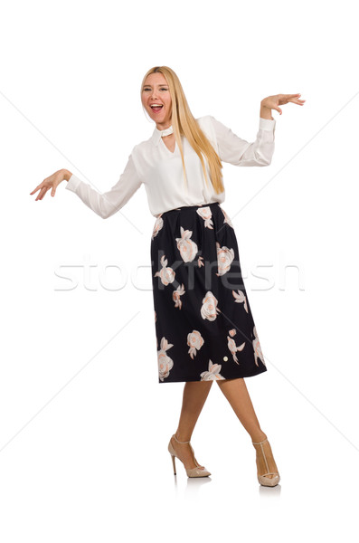 Pretty girl in black skirt with flowers isolated on white Stock photo © Elnur