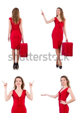 Mulher vestido vermelho isolado branco menina sensual Foto stock © Elnur