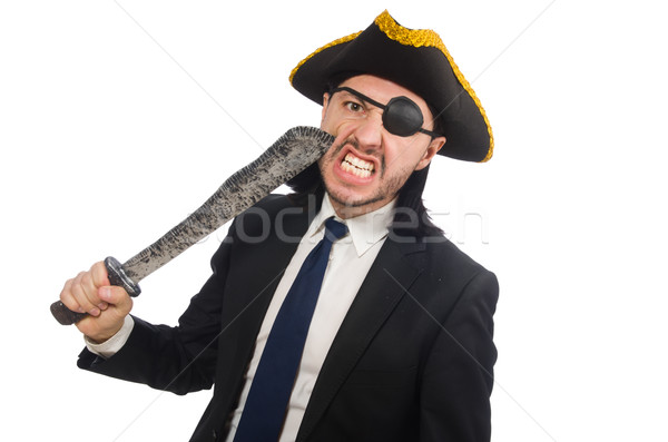 Pirate businessman with sabre isolated on white Stock photo © Elnur