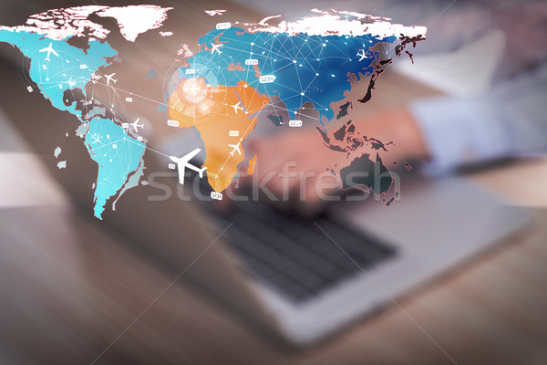 Concept of online booking for air travel Stock photo © Elnur