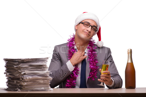 Stockfoto: Jonge · zakenman · vieren · christmas · kantoor · business