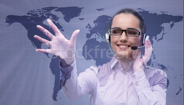 Call center exploitant wereldwijde business telefoon wereldbol wereld Stockfoto © Elnur