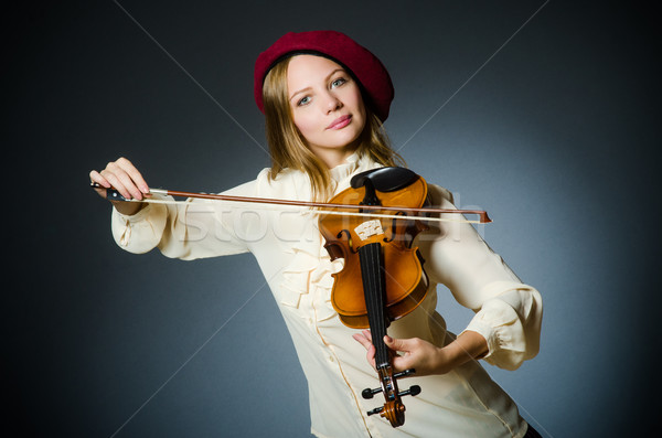 Stock fotó: Nő · hegedű · játékos · musical · koncert · hang