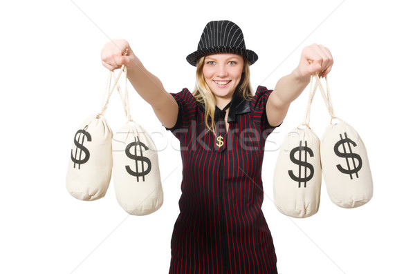 Frau Geld weiß Business Hintergrund Sicherheit Stock foto © Elnur