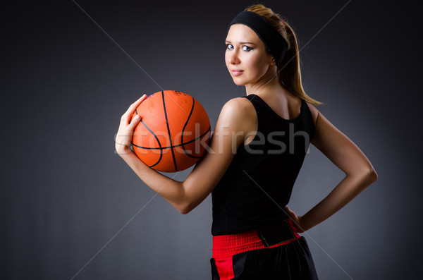 Kobieta koszykówki sportu model skok piłka Zdjęcia stock © Elnur