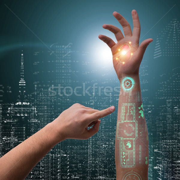 Human robotic hand in futuristic concept Stock photo © Elnur