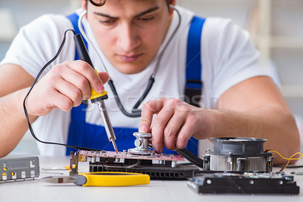 Computer repairman repairing desktop computer Stock photo © Elnur