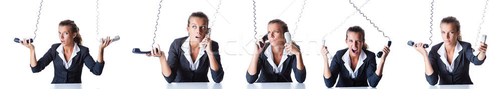 Call center asistent telefon Căşti birou vorbesc Imagine de stoc © Elnur