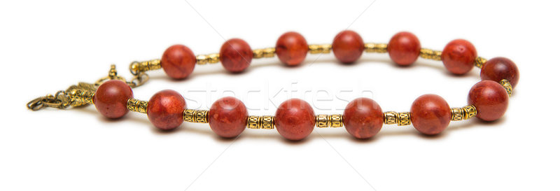 Сток-фото: Nice · ожерелье · красный · бисер · изолированный · белый