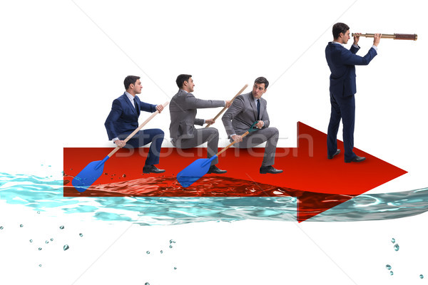 Teamwork concept with businessmen on boat Stock photo © Elnur